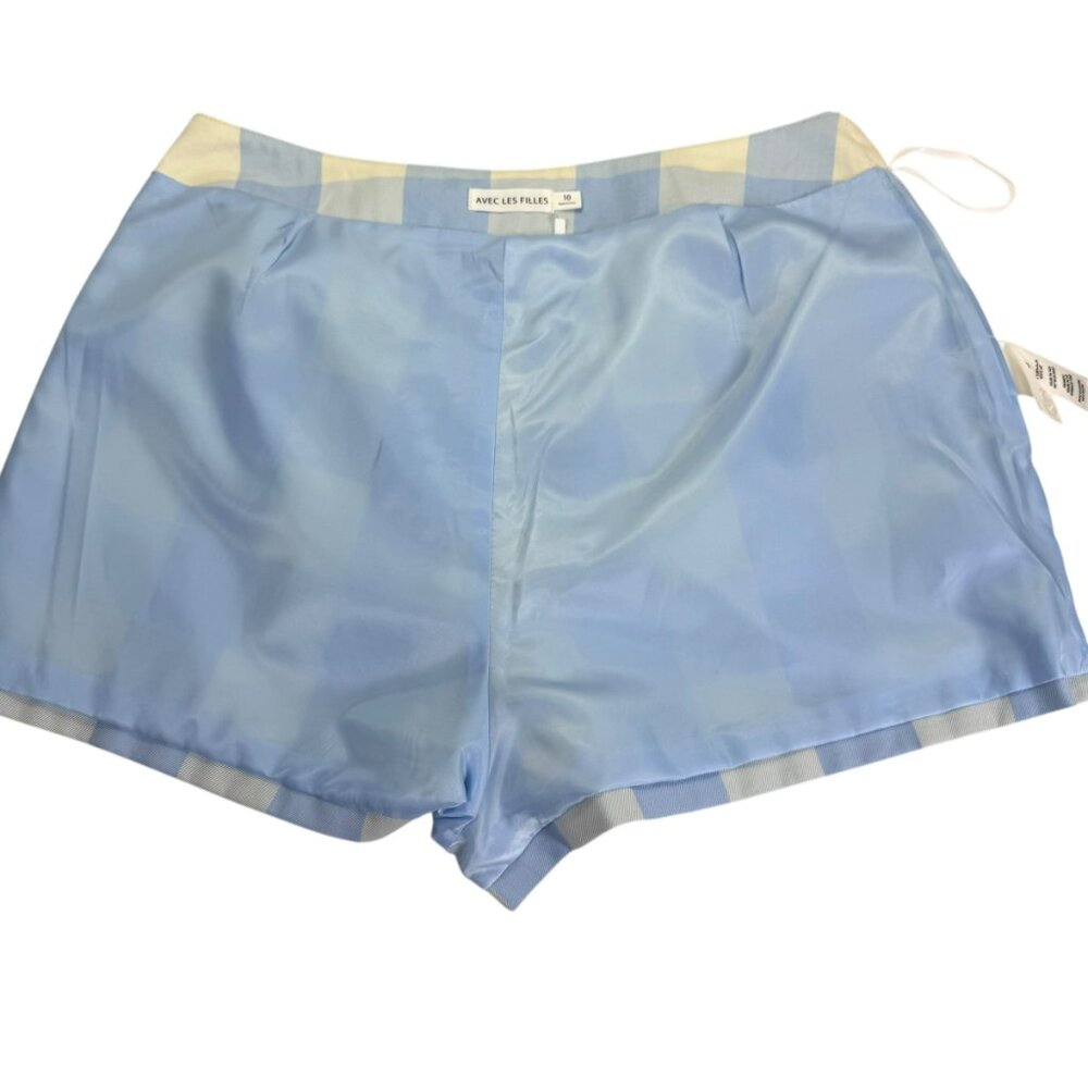 Avec Les Filles Blue Gingham Plaid Tailored Shorts Size Varied NWT | Lined - Picture 5 of 10